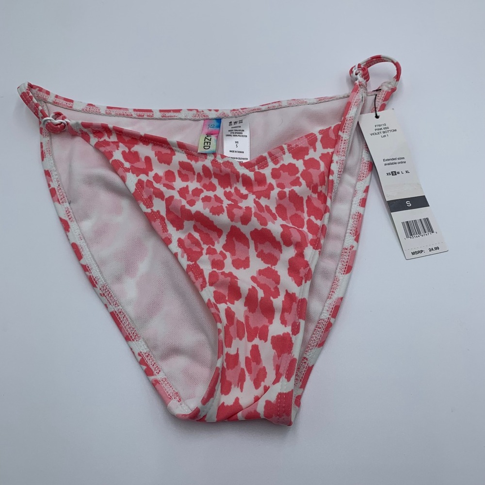 Sundazed Bikini Bottom Women Small Pink Leopard Violet Bottom NWT Animal Print